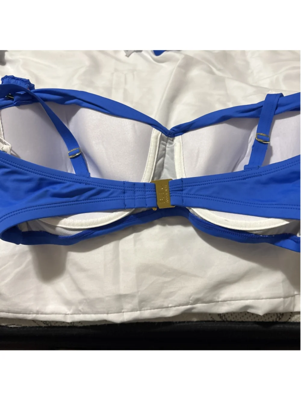 Bleu by Rod Beattie Womens Blue Key Item Shirred Bikini Top Size 36D